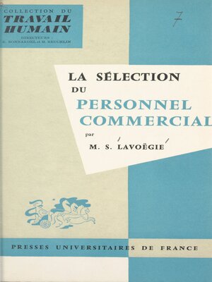 cover image of La sélection du personnel commercial